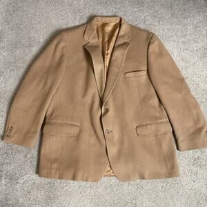 Kosins Vintage Mens Tan Cashmere Wool Blend Blazer Union Made Detroit Dressy